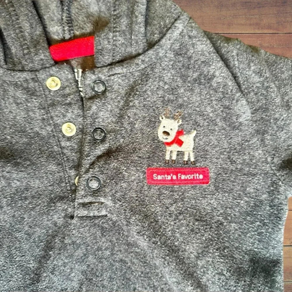 Carter's Child of Mine Dark Grey Sweater Santa Reindeer Christmas Baby 3-6 M